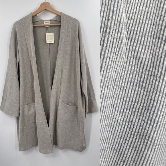 Anthropologie’s DONNi. Lagenlook Striped Ribbed Open Cardigan Sweater One Size - Picture 3 of 9